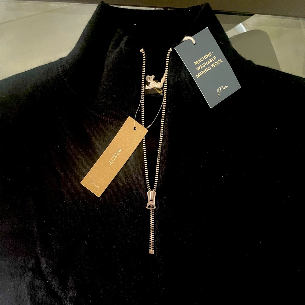 Jcrew half zip merino wool slim fit sweater size small  - BLACK